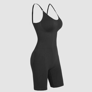 Cider Seamless Scoop Neckline Back Closure Shapewear Bodysuit (Black)